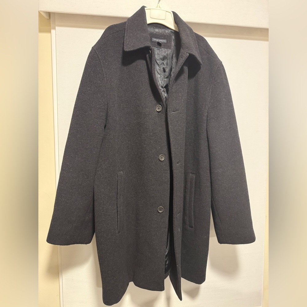 BANANA REPUBLIC MENS WOOL CASHMERE OVERCOAT GRAY.  SIZE XL.